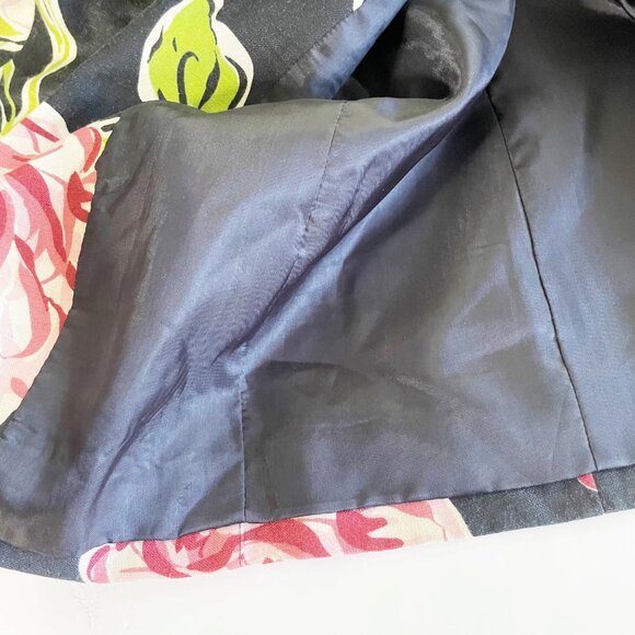 Bob Mackie Black Floral Open Front Linen Blend 3/4 Sleeve Blazer Women’s Size 6 - Picture 6 of 8
